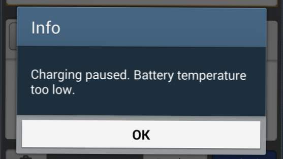 Temperature too high. Charging Paused Battery. Battery temperature is too Low. Charging Paused Battery temperature too Low. Low temperature Battery.